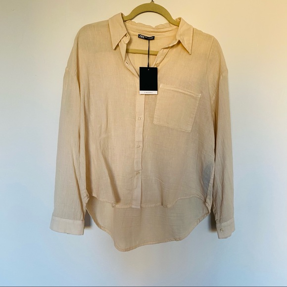 Zara Tops - NWT Zara cream button down long sleeve blouse
